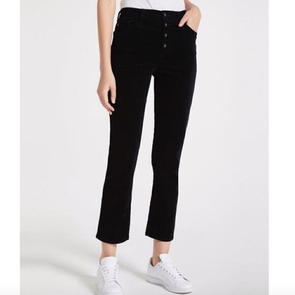 NWOT AG Adriano Goldschmied Isabelle Button-Up Velvet Straight Crop Jeans - Picture 1 of 13